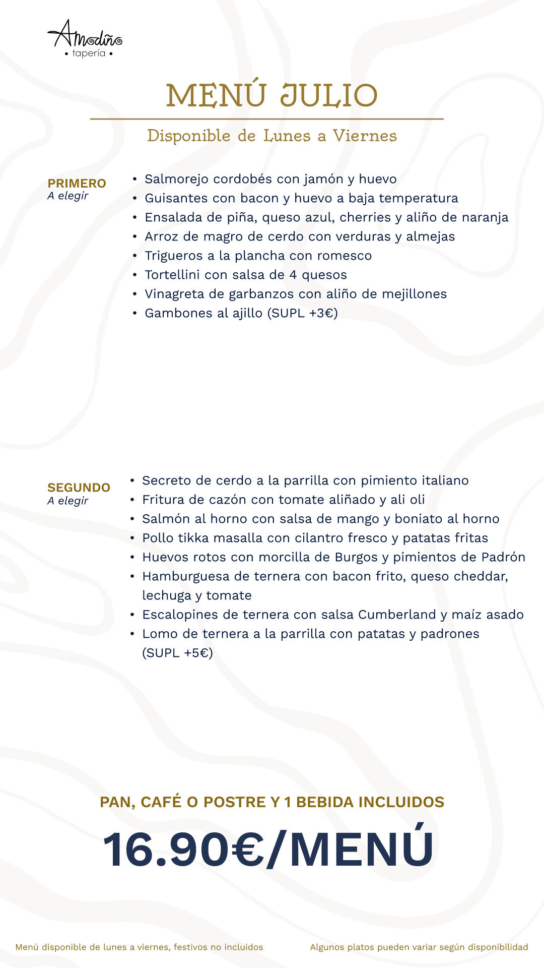 menú amodiño julio 2026