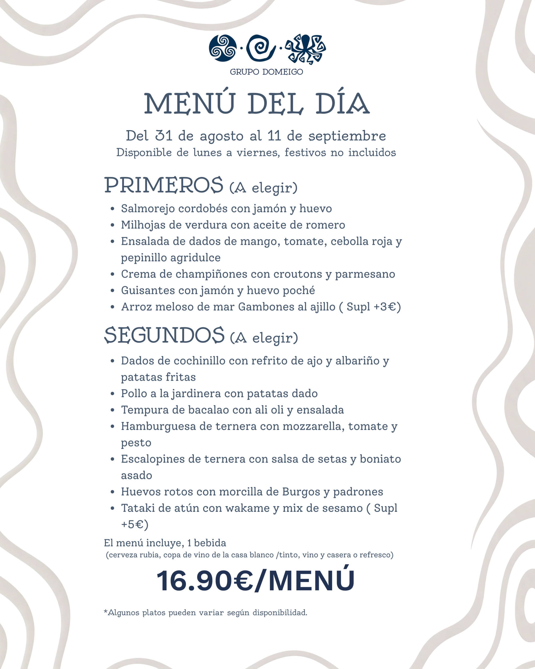 MENÚ DEL DÍA septiembre - unificado